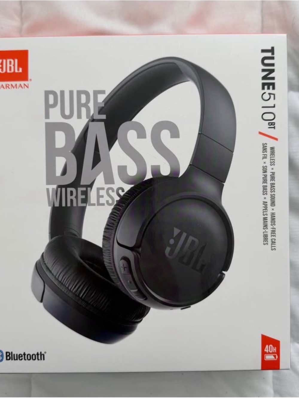 JBL Tune 510BT Headphones Promotional Card with Red Accent